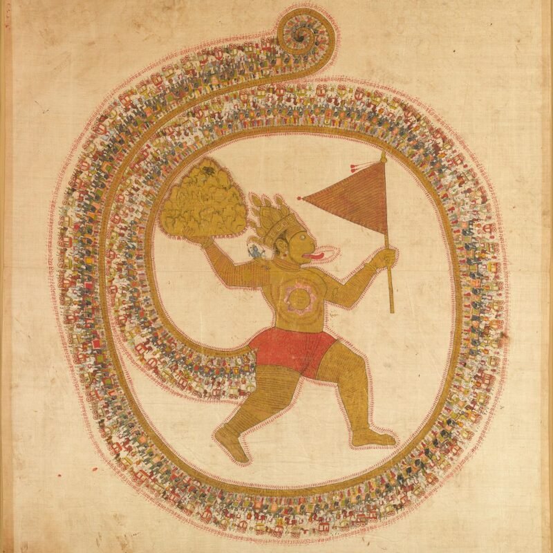 Hanuman Bearing the Mountaintop with Medicinal Herbs India ca. 1800
