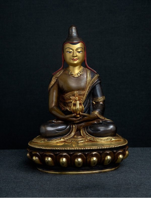 Vimalamitra- 9" inch 24k Part-gold two-toned antique