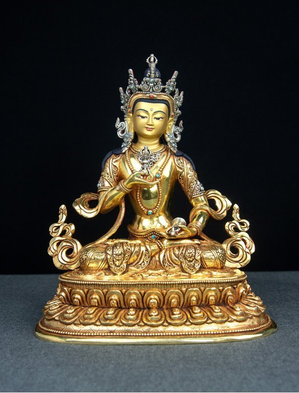 Vajrasattva- Double lotus- 9 inch 24k Full-gold antique