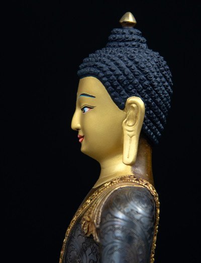 Shakyamuni Buddha- 8 inch 24k Part-gold two-toned antique - Image 3