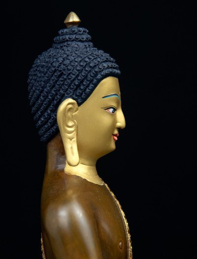 Shakyamuni Buddha- 8 inch 24k Part-gold two-toned antique - Image 4