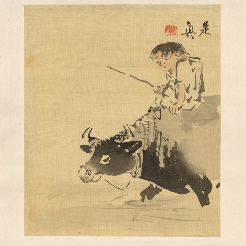 Boy on Ox Attributed to Shibata Zeshin 19th century