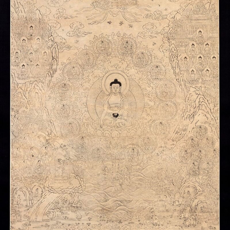 Woodblock Print of the Buddha with His Assembly China 18th - 19th century