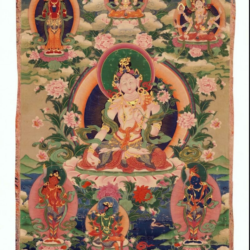 White Tara with Long Life Deities  Tibet 19th century