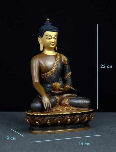 Shakyamuni Buddha- 8 inch 24k Part-gold two-toned antique - Image 10