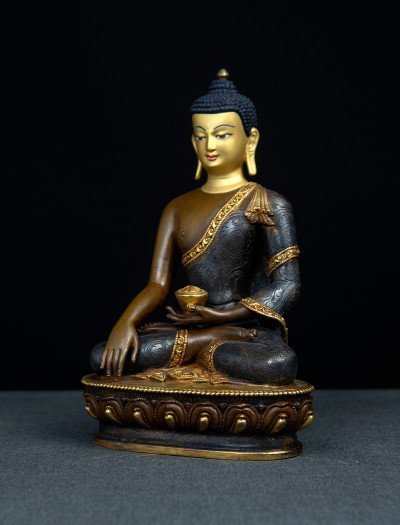 Shakyamuni Buddha- 8 inch 24k Part-gold two-toned antique - Image 9