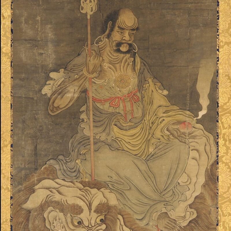 Lohan, seated upon a lion Ming dynasty