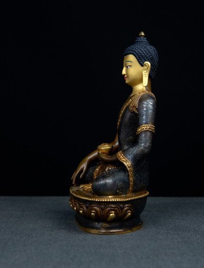 Shakyamuni Buddha- 8 inch 24k Part-gold two-toned antique - Image 5