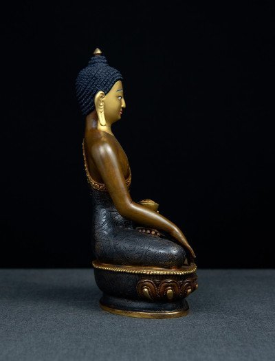 Shakyamuni Buddha- 8 inch 24k Part-gold two-toned antique - Image 6