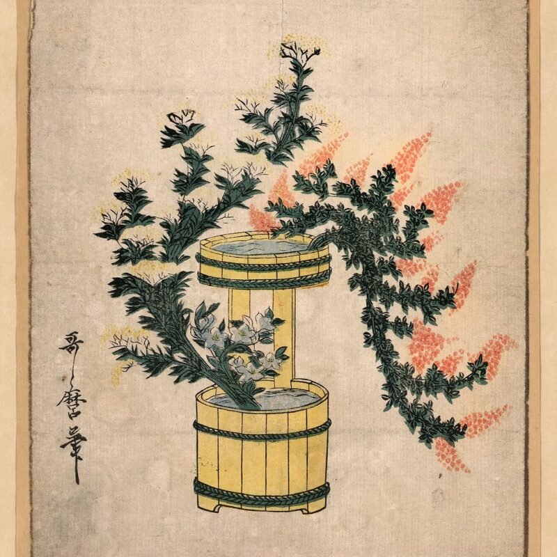 Potted autumn grasses and Rikka. Creator(s)- Utamaro II, 1831, artist
