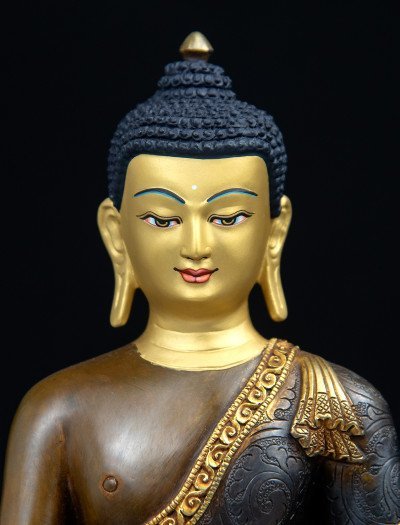 Shakyamuni Buddha- 8 inch 24k Part-gold two-toned antique - Image 11
