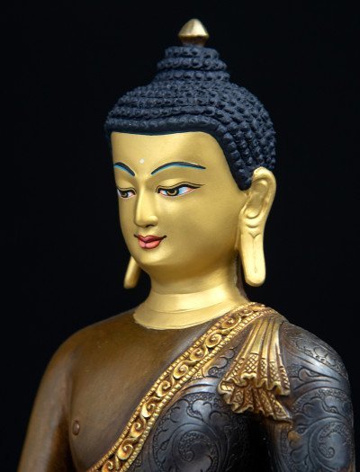 Shakyamuni Buddha- 8 inch 24k Part-gold two-toned antique - Image 7