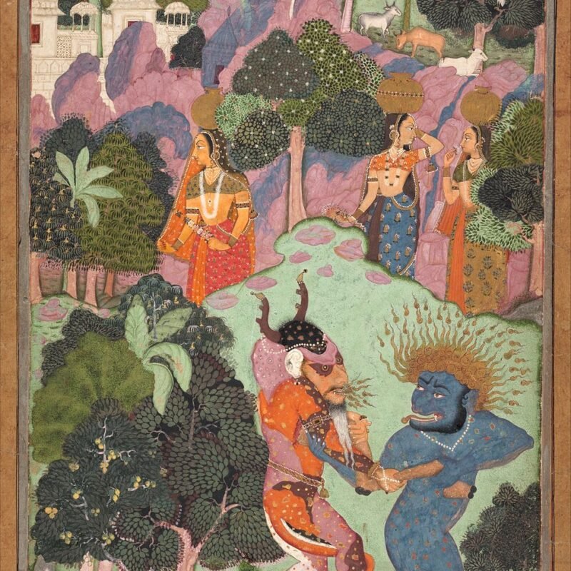Demons Fighting Over an Animal Limb India (Rajasthan, Bikaner or the Deccan) late 17th century