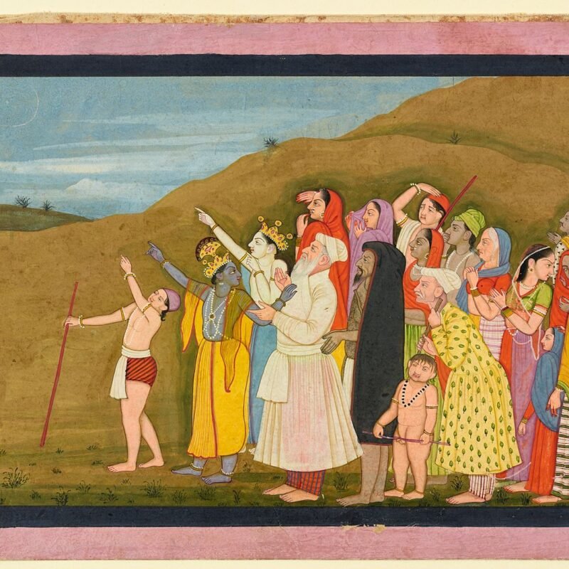 Krishna and his family admire a solar eclipse,