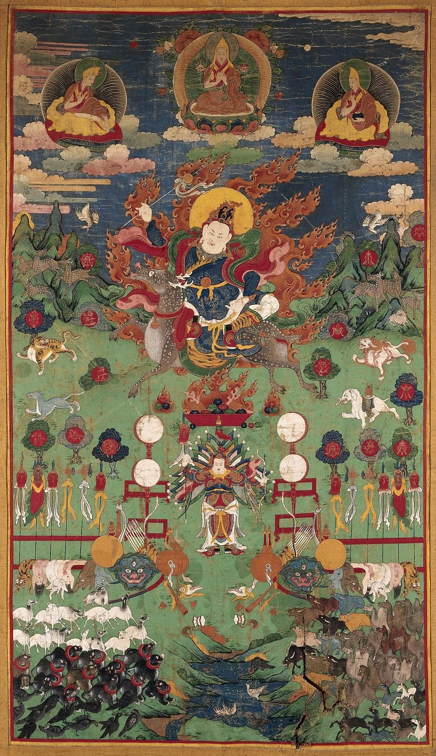 Mountain protector riding _a_reindeer._Distemper_painting.