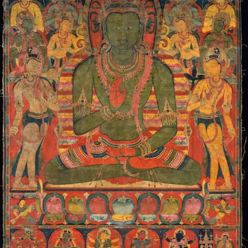 Buddha Amoghasiddhi with Eight Bodhisattvas Central Tibet