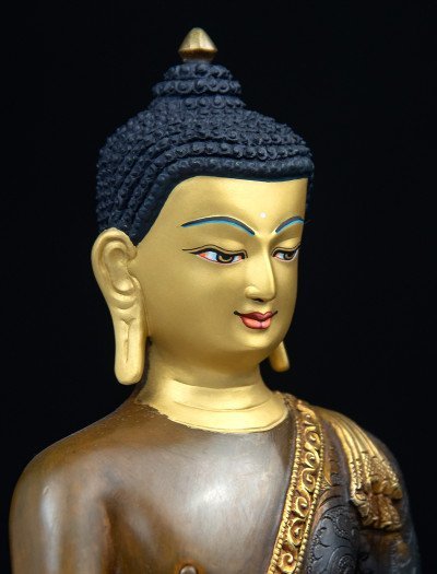 Shakyamuni Buddha- 8 inch 24k Part-gold two-toned antique - Image 8