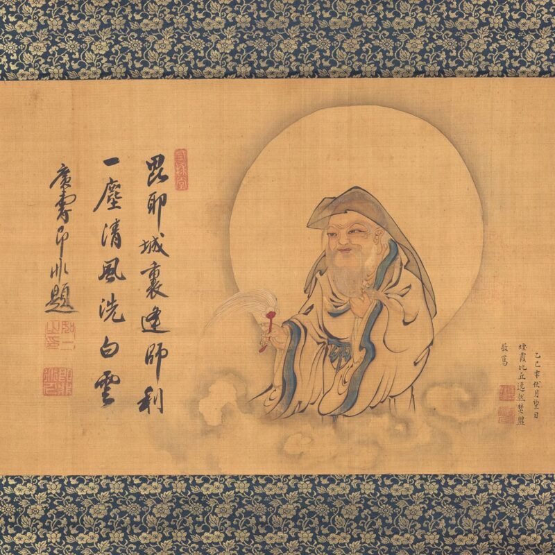 The Lay Buddhist Vimalakirti Painting by Yiran Xingrong (Itsunen Shōyū) Inscription by Jifei Ruyi (Sokuhi Nyoitsu) 1665