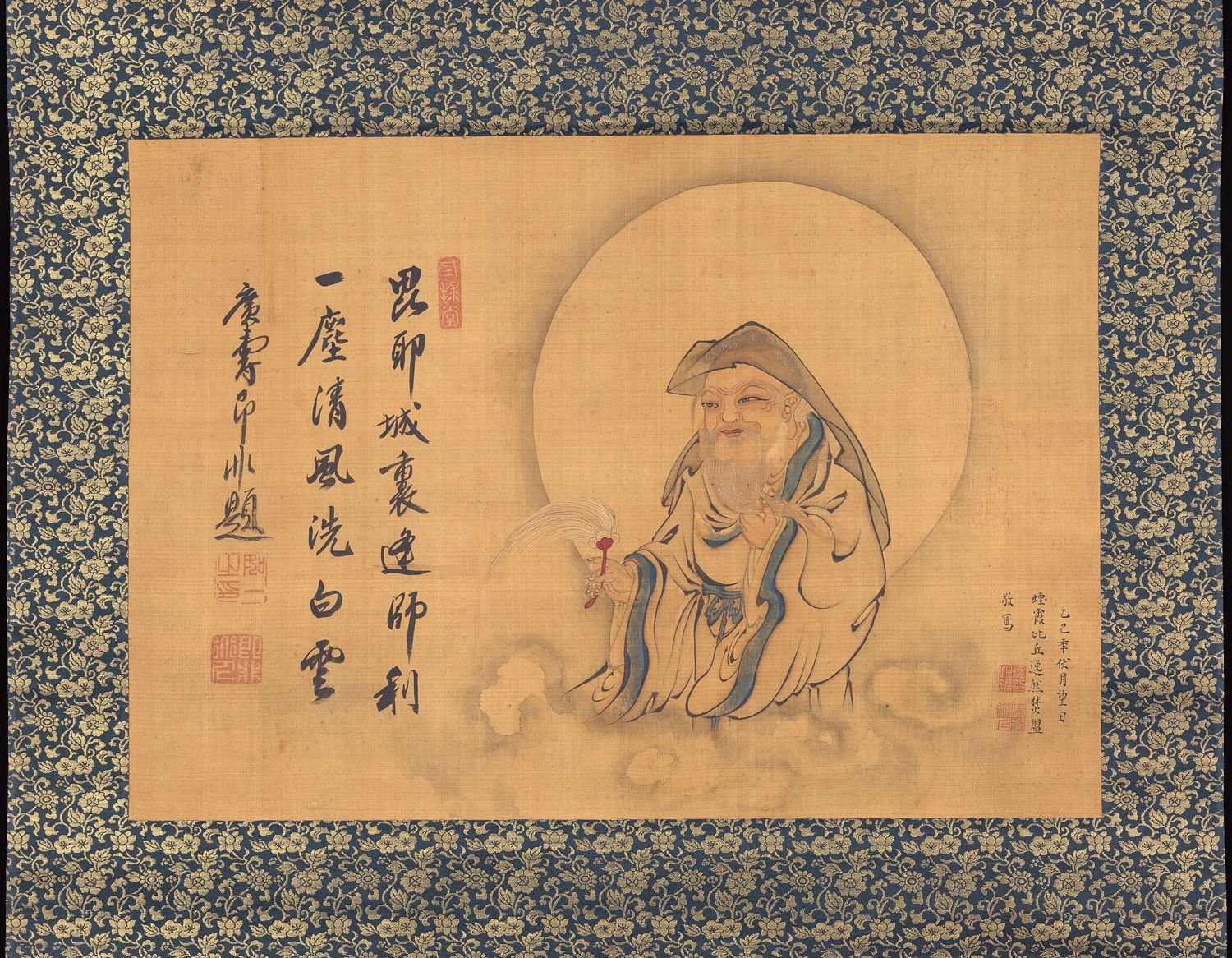 The Lay Buddhist Vimalakirti Painting by Yiran Xingrong (Itsunen Shōyū) Inscription by Jifei Ruyi (Sokuhi Nyoitsu) 1665