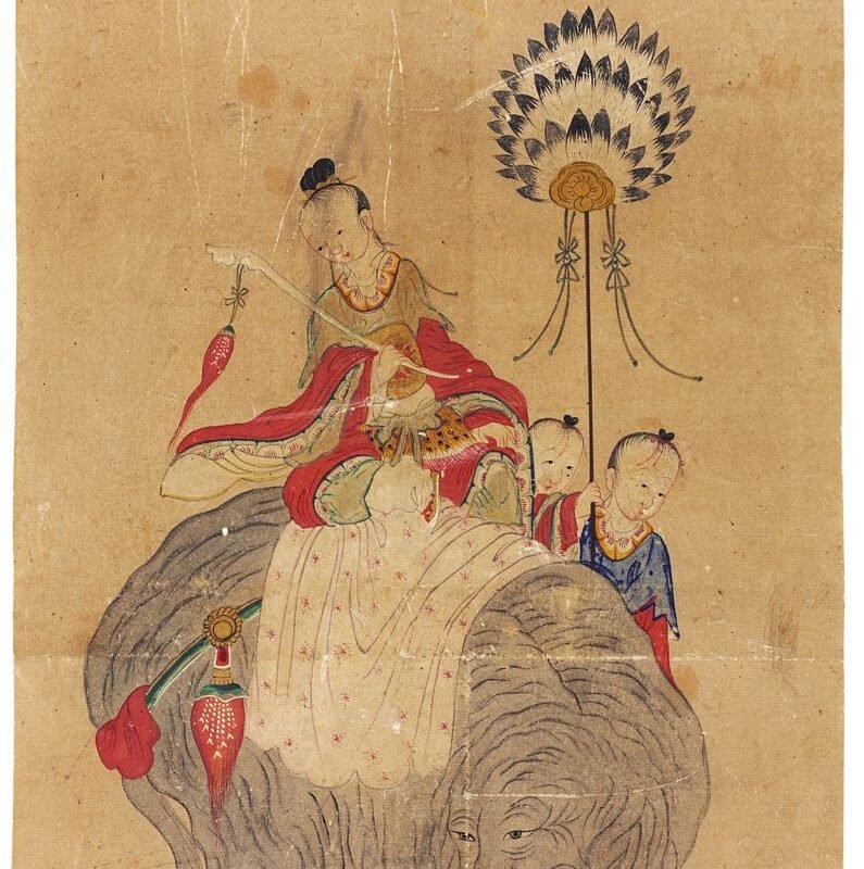 Samantabhadra on an Elephant with Two Attendants Joseon dynasty (1392–1910)
