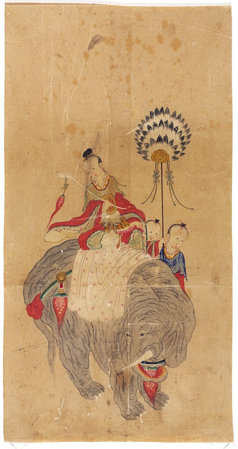 Samantabhadra on an Elephant with Two Attendants Joseon dynasty (1392–1910)