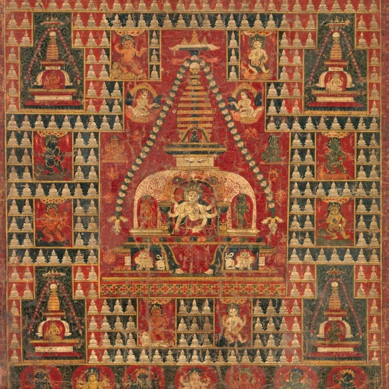 Ushnishavijaya Enthroned in the Womb of a Stupa Nepal dated 1510–19