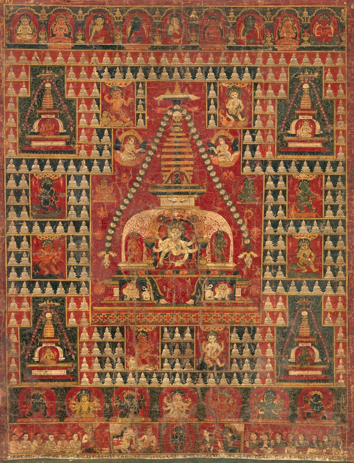 Ushnishavijaya Enthroned in the Womb of a Stupa Nepal dated 1510–19