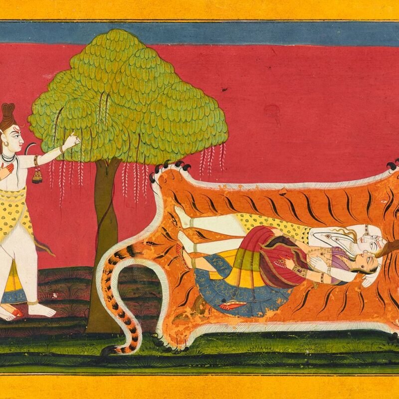 Shiva and Parvati on a tiger skin