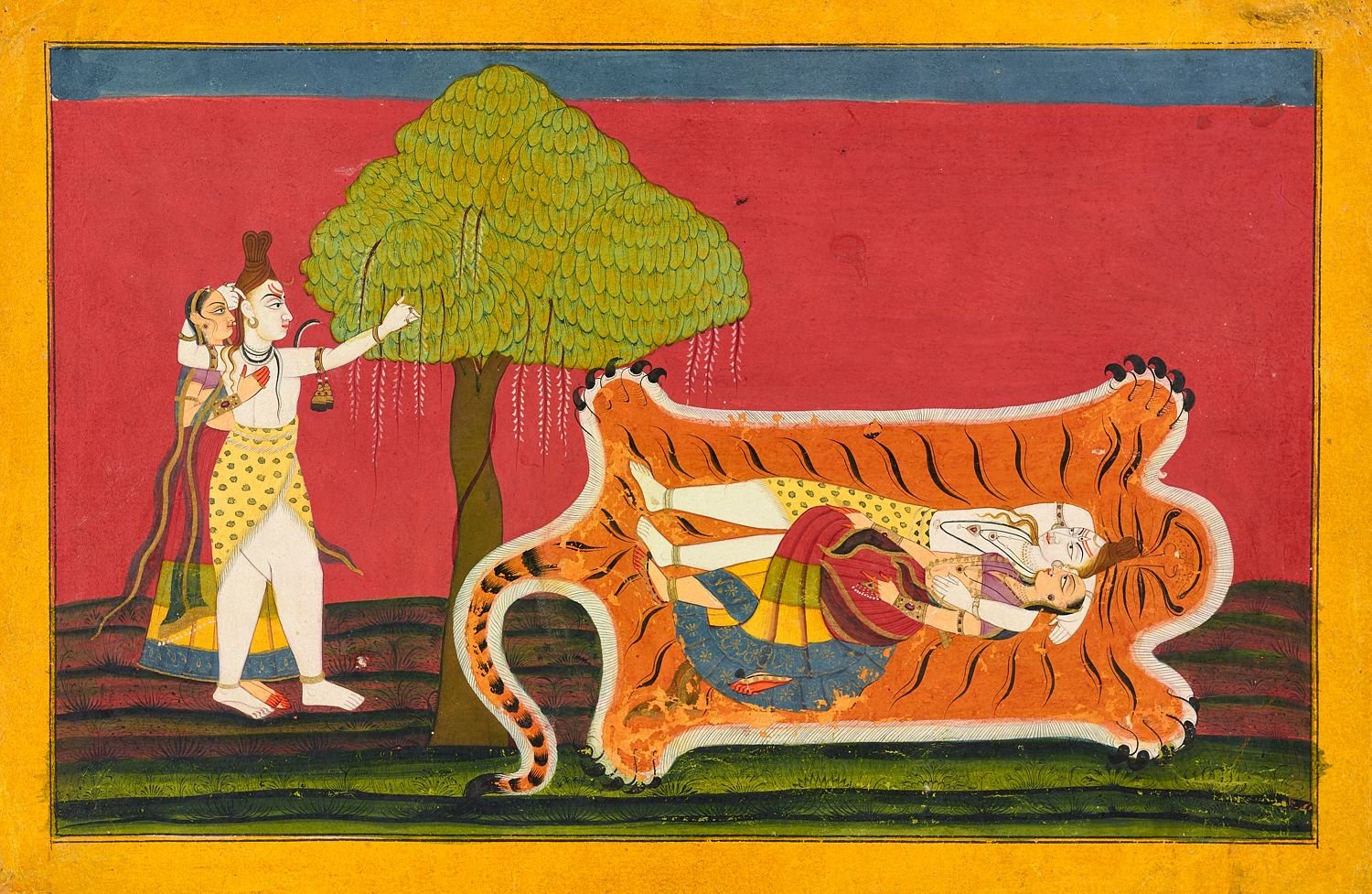 Shiva and Parvati on a tiger skin