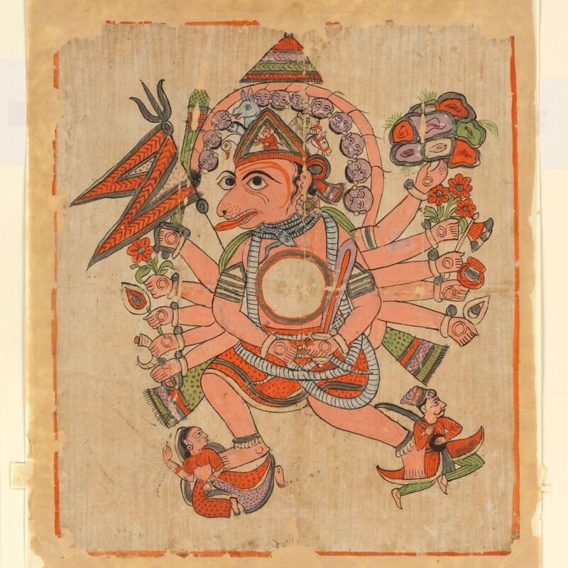 Hanuman in His Tantric Five-Headed Pancha Mukha Form India, Rajastan  late 19th century