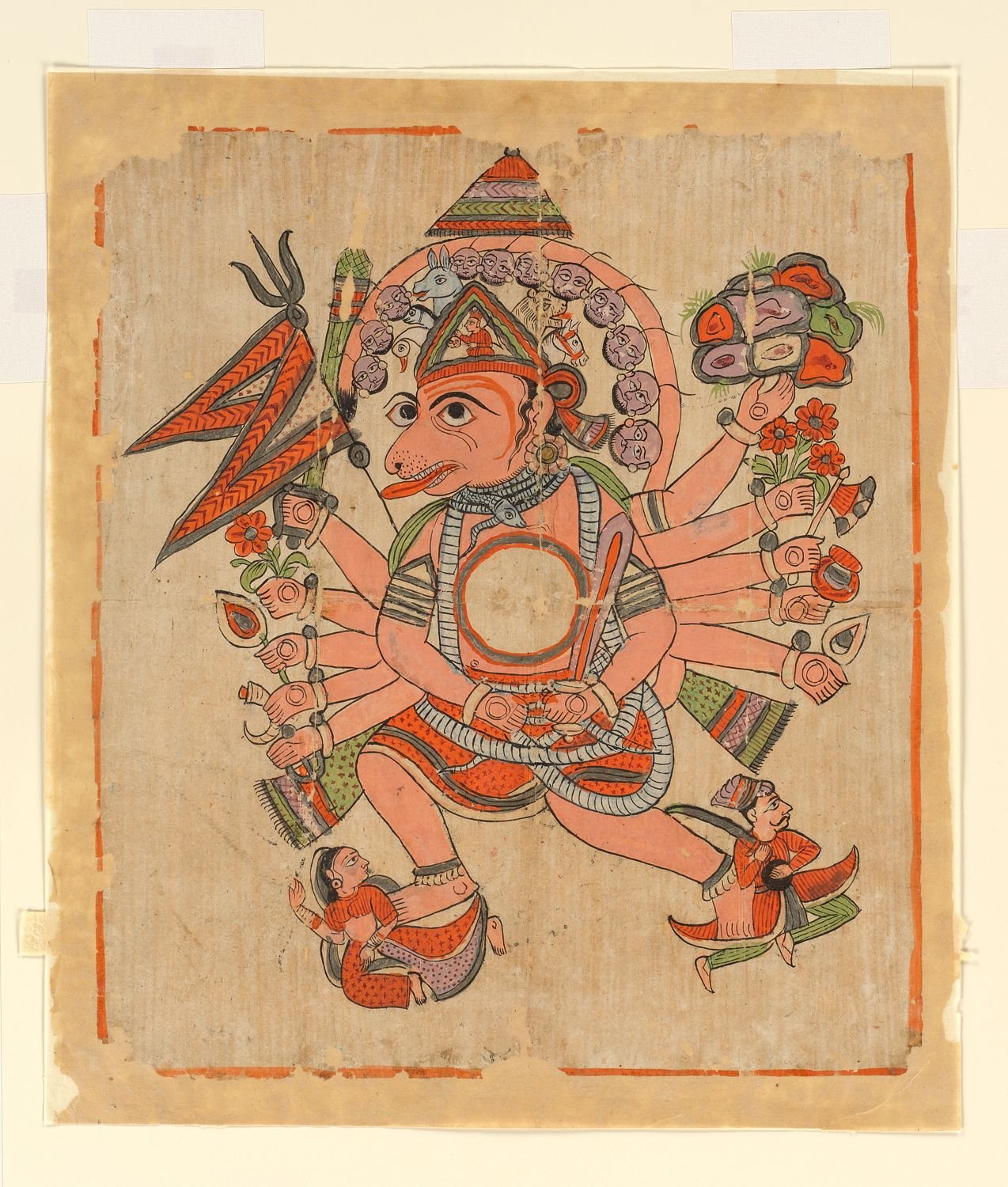 Hanuman in His Tantric Five-Headed Pancha Mukha Form India, Rajastan late 19th century