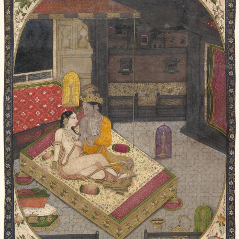Radha and Krishna on a Bed at Night India ca. 1830
