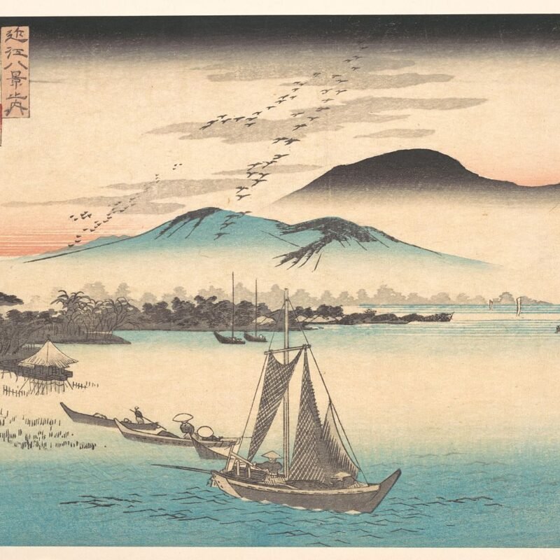 Geese Flying Down to Katada Utagawa Hiroshige